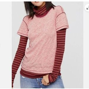 Free People Piper Twofer Turtleneck Tee Size XS